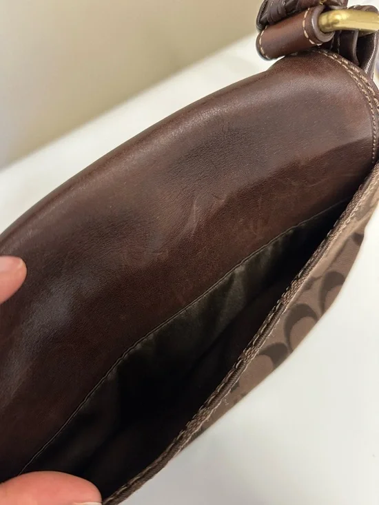 Coach Dark Brown Signature Canvas and Leather Shoulder Bag - Picture 9 of 9